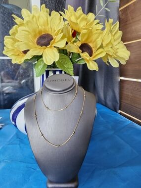 Limoges Gold-Tone Double Layer Bead Necklace & Bracelet